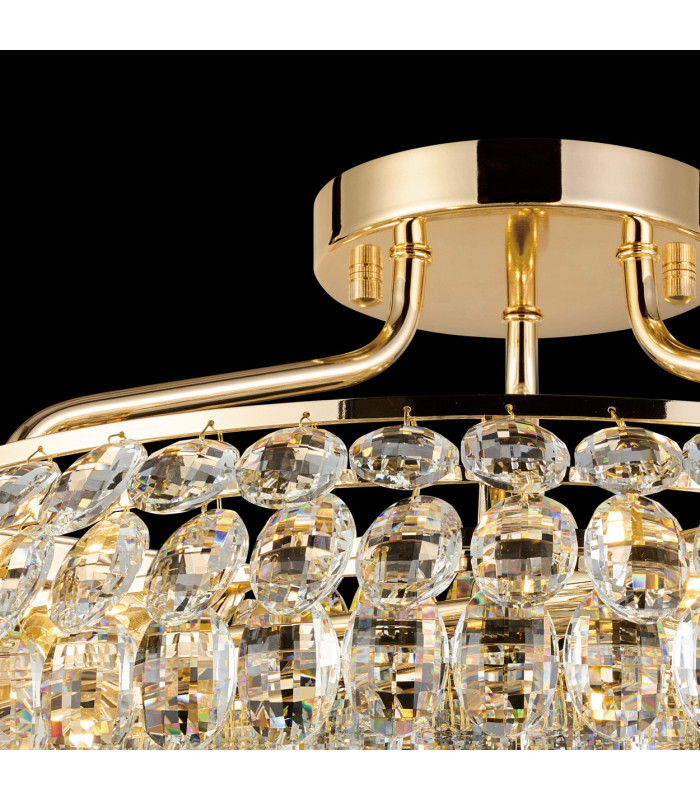 Coniston 60cm Semi Flush Ring Ceiling 6 Light E14 French Gold/Crystal-8