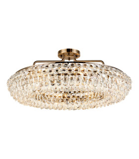 Coniston 80cm Semi Flush Ring Ceiling, 8 Light E14, Antique Brass/Crystal Item Weight: 20kg