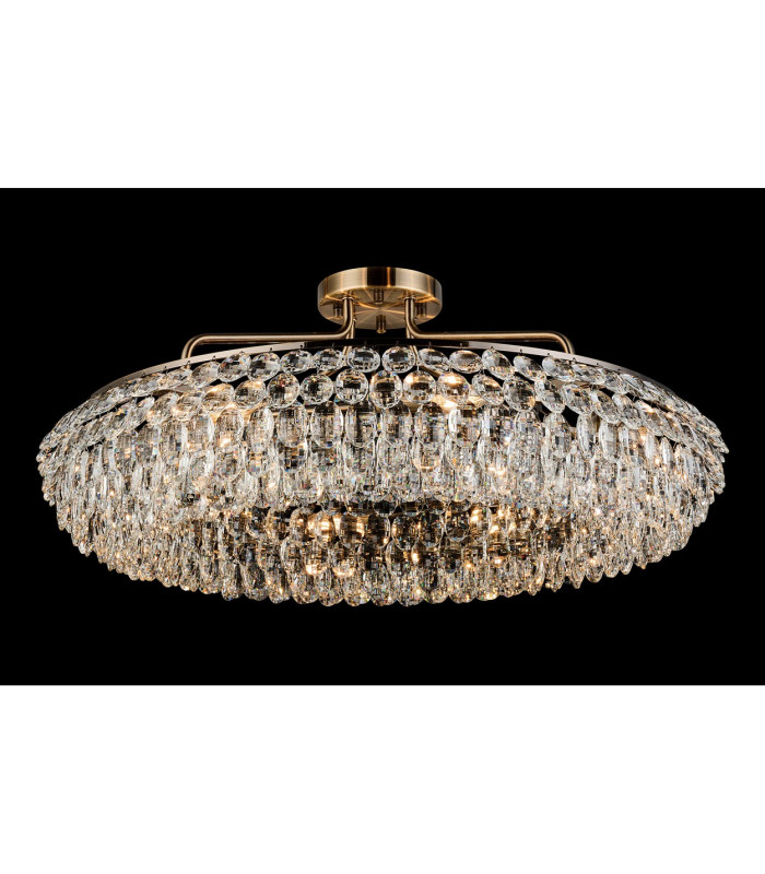 Coniston 80cm Semi Flush Ring Ceiling, 8 Light E14, Antique Brass/Crystal Item Weight: 20kg