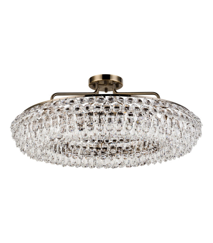 Coniston 80cm Semi Flush Ring Ceiling, 8 Light E14, Antique Brass/Crystal Item Weight: 20kg