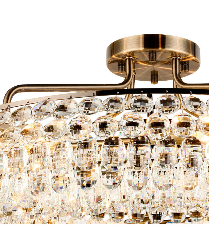 Coniston 80cm Semi Flush Ring Ceiling, 8 Light E14, Antique Brass/Crystal Item Weight: 20kg