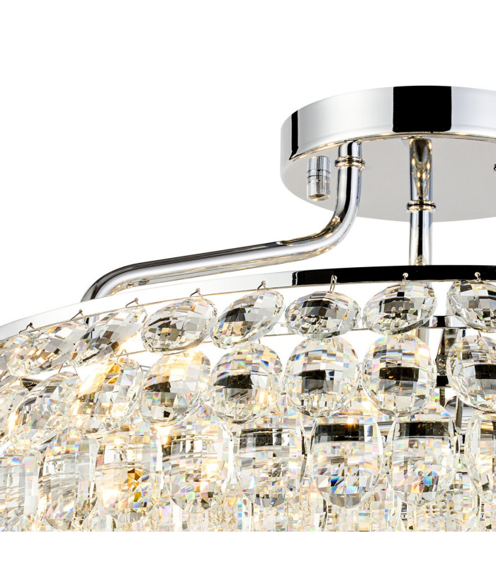 Coniston 60cm Semi Flush Ring Ceiling 6 Light E14 Polished Chrome/Crystal-5