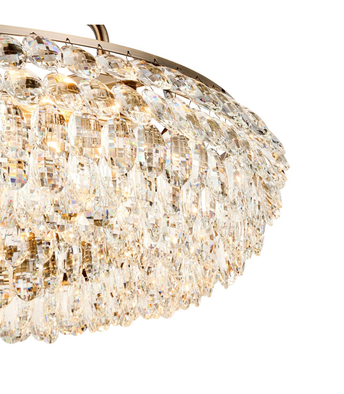 Coniston 80cm Semi Flush Ring Ceiling, 8 Light E14, Antique Brass/Crystal Item Weight: 20kg