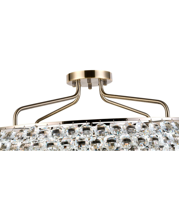 Coniston 80cm Semi Flush Ring Ceiling, 8 Light E14, Antique Brass/Crystal Item Weight: 20kg