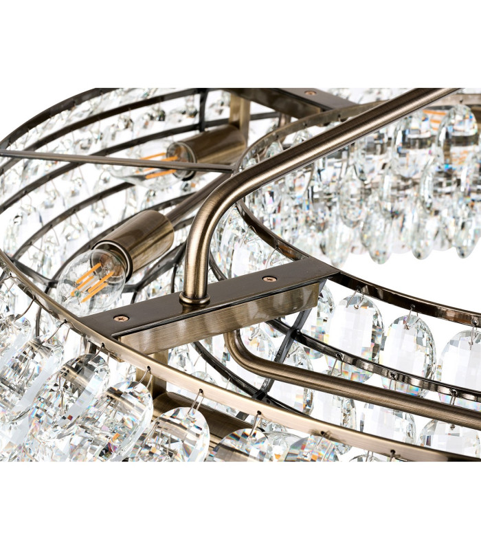 Coniston 80cm Semi Flush Ring Ceiling, 8 Light E14, Antique Brass/Crystal Item Weight: 20kg