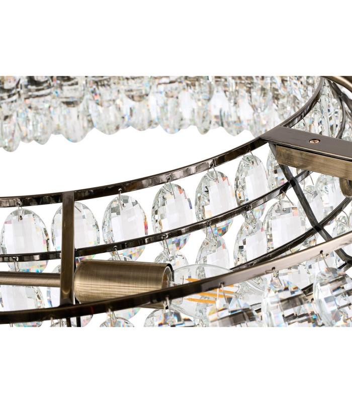 Coniston 80cm Semi Flush Ring Ceiling, 8 Light E14, Antique Brass/Crystal Item Weight: 20kg
