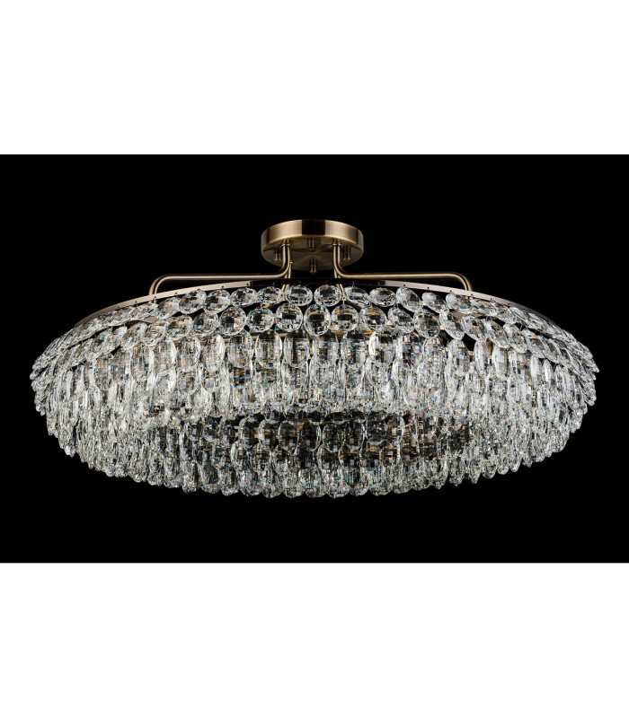 Coniston 80cm Semi Flush Ring Ceiling, 8 Light E14, Antique Brass/Crystal Item Weight: 20kg