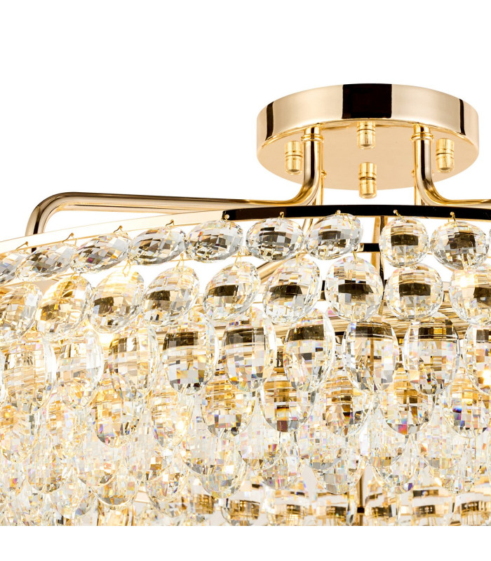 Coniston 80cm Semi Flush Ring Ceiling, 8 Light E14, French Gold/Crystal Item Weight: 20kg