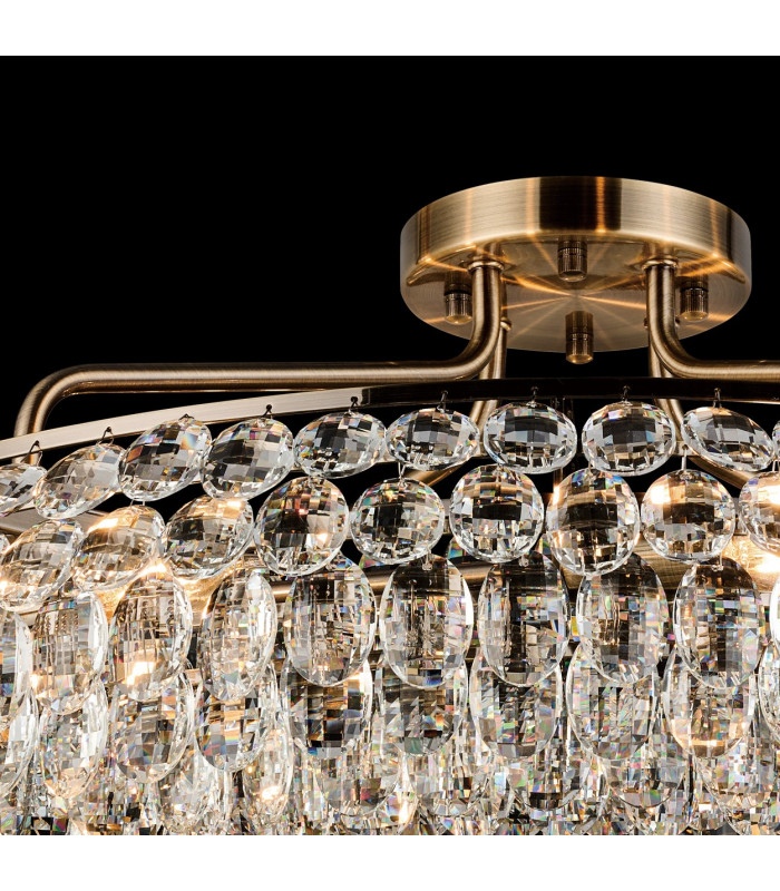 Coniston 80cm Semi Flush Ring Ceiling, 8 Light E14, Antique Brass/Crystal Item Weight: 20kg