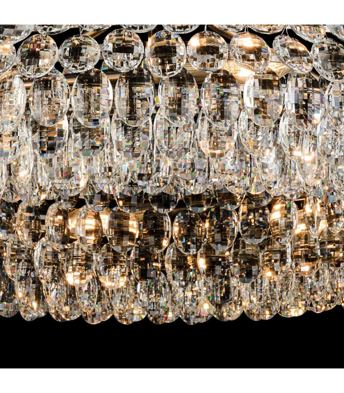 Coniston 80cm Semi Flush Ring Ceiling, 8 Light E14, Antique Brass/Crystal Item Weight: 20kg
