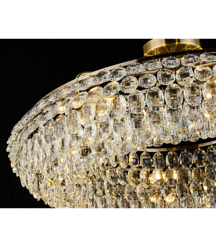 Coniston 80cm Semi Flush Ring Ceiling, 8 Light E14, Antique Brass/Crystal Item Weight: 20kg