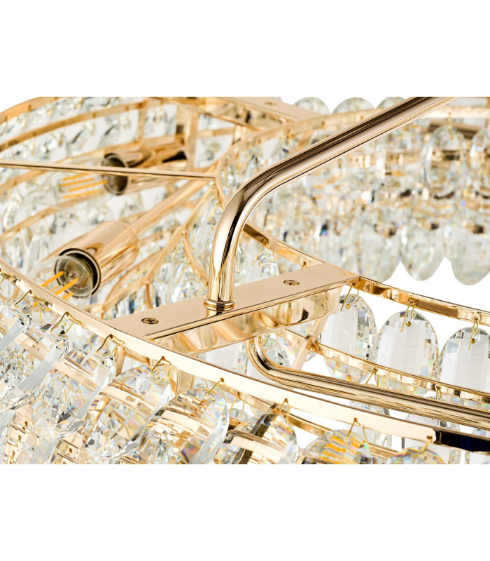 Coniston 80cm Semi Flush Ring Ceiling, 8 Light E14, French Gold/Crystal Item Weight: 20kg