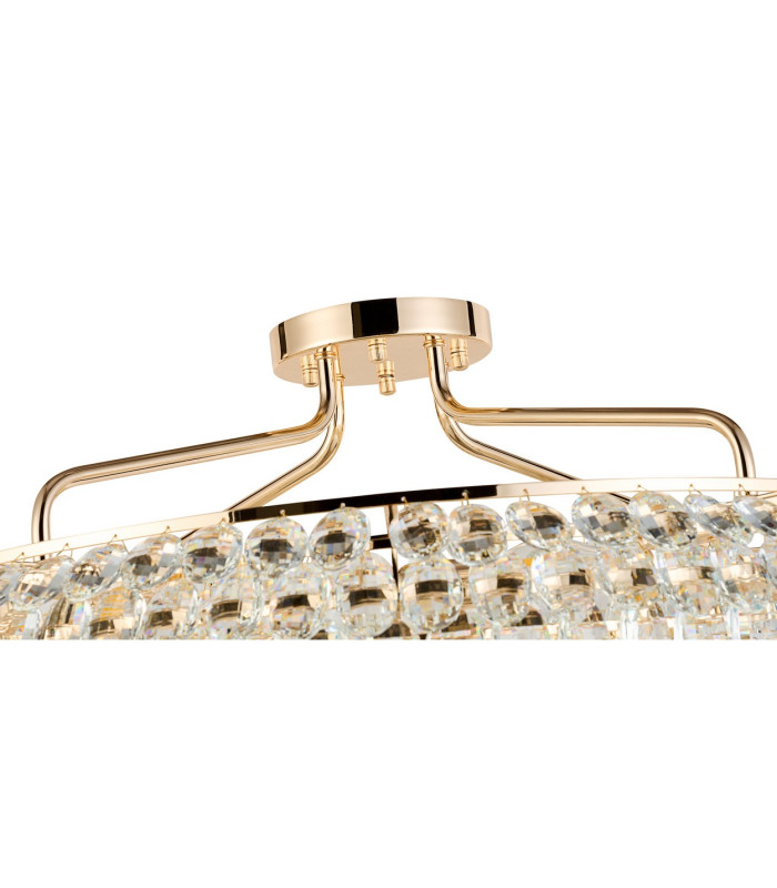 Coniston 80cm Semi Flush Ring Ceiling, 8 Light E14, French Gold/Crystal Item Weight: 20kg