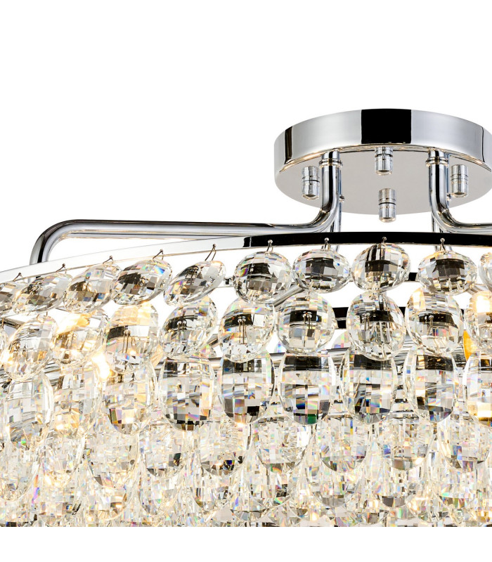 Coniston 80cm Semi Flush Ring Ceiling, 8 Light E14, Polished Chrome/Crystal Item Weight: 20kg