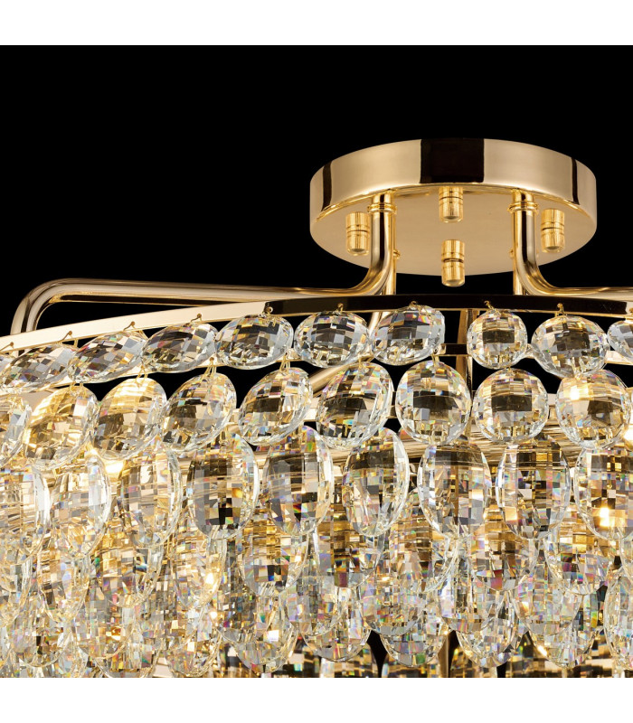 Coniston 80cm Semi Flush Ring Ceiling, 8 Light E14, French Gold/Crystal Item Weight: 20kg