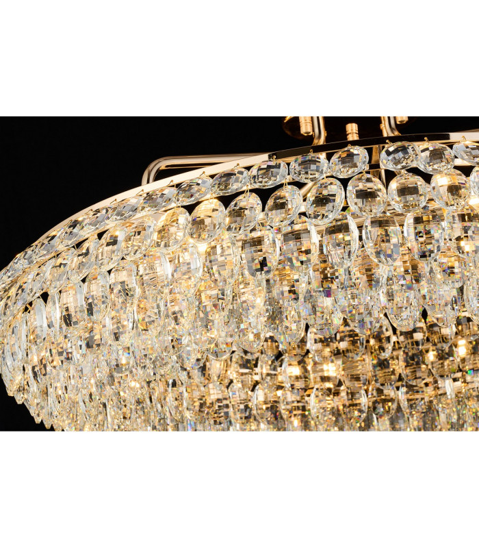 Coniston 80cm Semi Flush Ring Ceiling, 8 Light E14, French Gold/Crystal Item Weight: 20kg