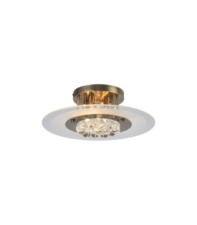 Delmar 39cm Flush Ceiling Round 4 Light G9 Antique Brass/Glass/Crystal-1