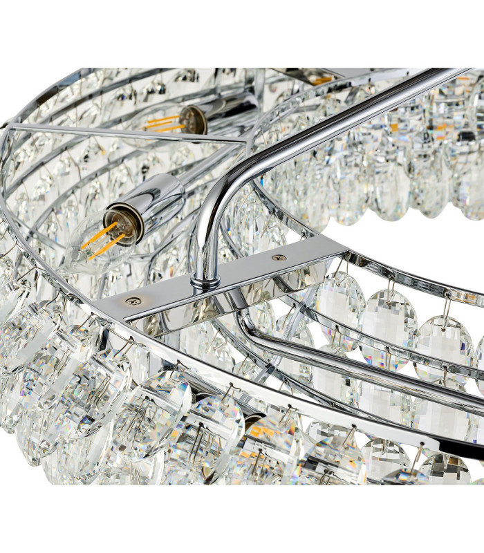 Coniston 80cm Semi Flush Ring Ceiling, 8 Light E14, Polished Chrome/Crystal Item Weight: 20kg