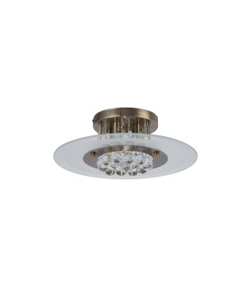Delmar 39cm Flush Ceiling Round 4 Light G9 Antique Brass/Glass/Crystal-2