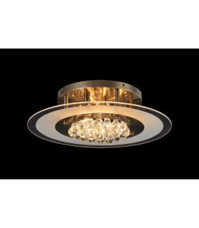 Delmar 50cm Flush Ceiling Round 6 Light G9 Antique Brass/Glass/Crystal-2