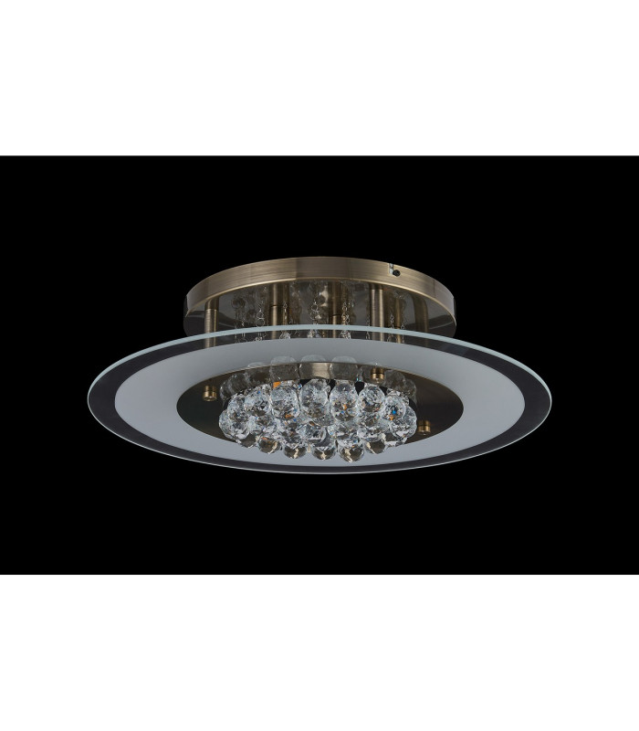 Delmar 50cm Flush Ceiling Round 6 Light G9 Antique Brass/Glass/Crystal-7