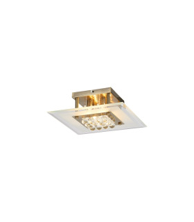 Delmar Flush Ceiling Square 4 Light G9 Antique Brass/Glass/Crystal-1