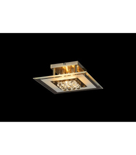 Delmar Flush Ceiling Square 4 Light G9 Antique Brass/Glass/Crystal-2