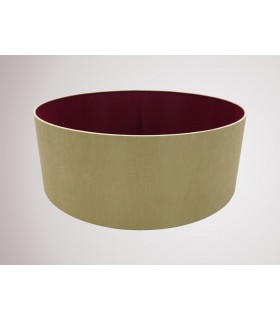 Round Cylinder, 600 x 220mm Dual Faux Silk Fabric Shade, Antique Gold, Ruby - 2