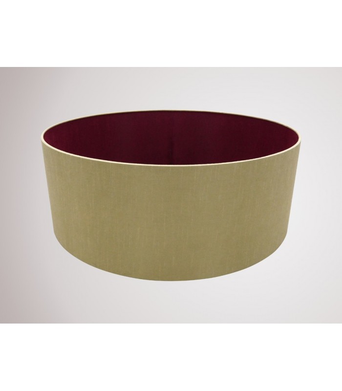 Round Cylinder, 600 x 220mm Dual Faux Silk Fabric Shade, Antique Gold, Ruby - 2