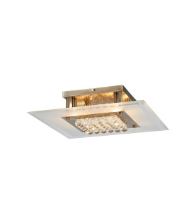 Delmar Flush Ceiling Square 6 Light G9 Antique Brass/Glass/Crystal-1
