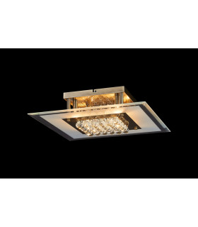 Delmar Flush Ceiling Square 6 Light G9 Antique Brass/Glass/Crystal-2