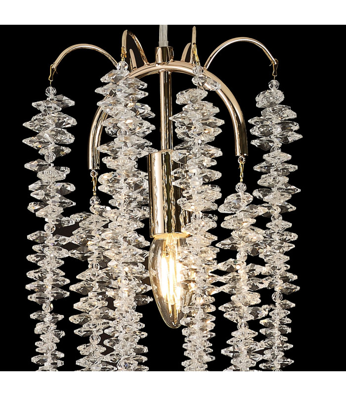 Wisteria 15cm Round Pendant E14 French Gold / Crystal-11