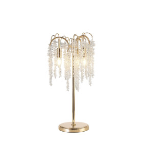 Wisteria Crystal Table Lamp 3 Light E14 French Gold With Clear Crystal Clusters-1
