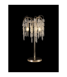 Wisteria Crystal Table Lamp 3 Light E14 French Gold With Clear Crystal Clusters-2