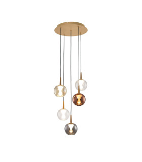 Andromeda 39cm Round Pendant 5 x 5W LED 3000K 2500lm Light Gold/Copper/Chrome/Amber/Clear/Frosted 3yrs Warranty-1