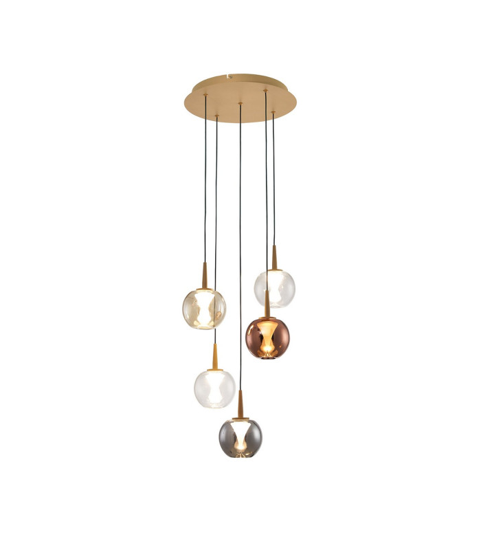Andromeda 39cm Round Pendant 5 x 5W LED 3000K 2500lm Light Gold/Copper/Chrome/Amber/Clear/Frosted 3yrs Warranty-1