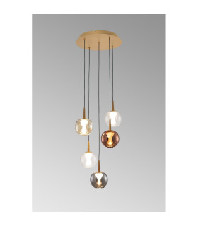 Andromeda 39cm Round Pendant 5 x 5W LED 3000K 2500lm Light Gold/Copper/Chrome/Amber/Clear/Frosted 3yrs Warranty-2