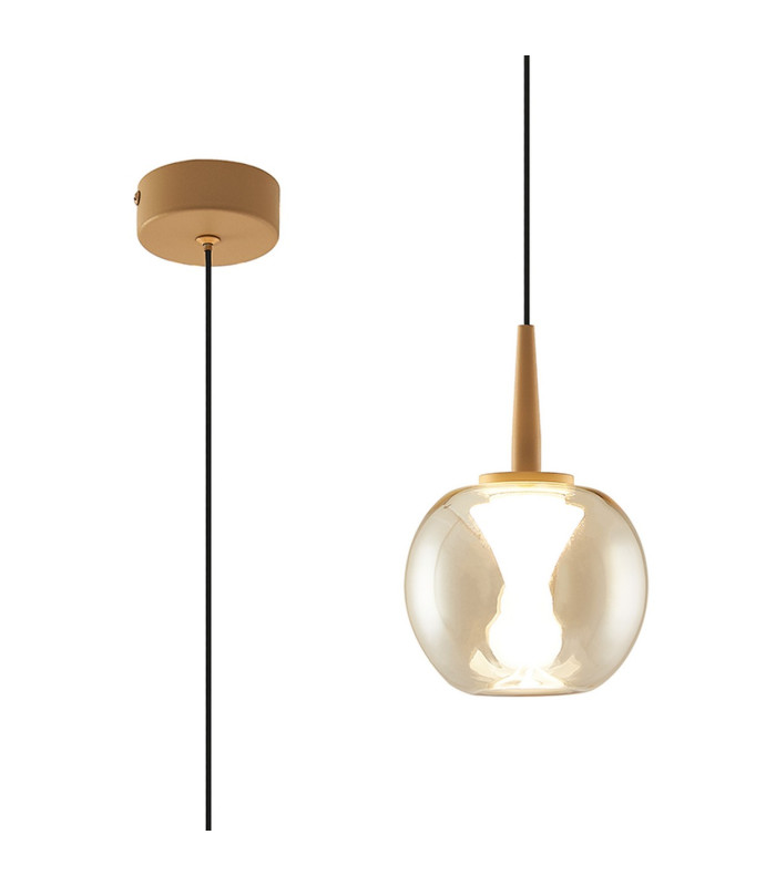 Andromeda Single Pendant 5W LED 3000K 500lm Light Gold/Amber/Frosted 3yrs Warranty-1