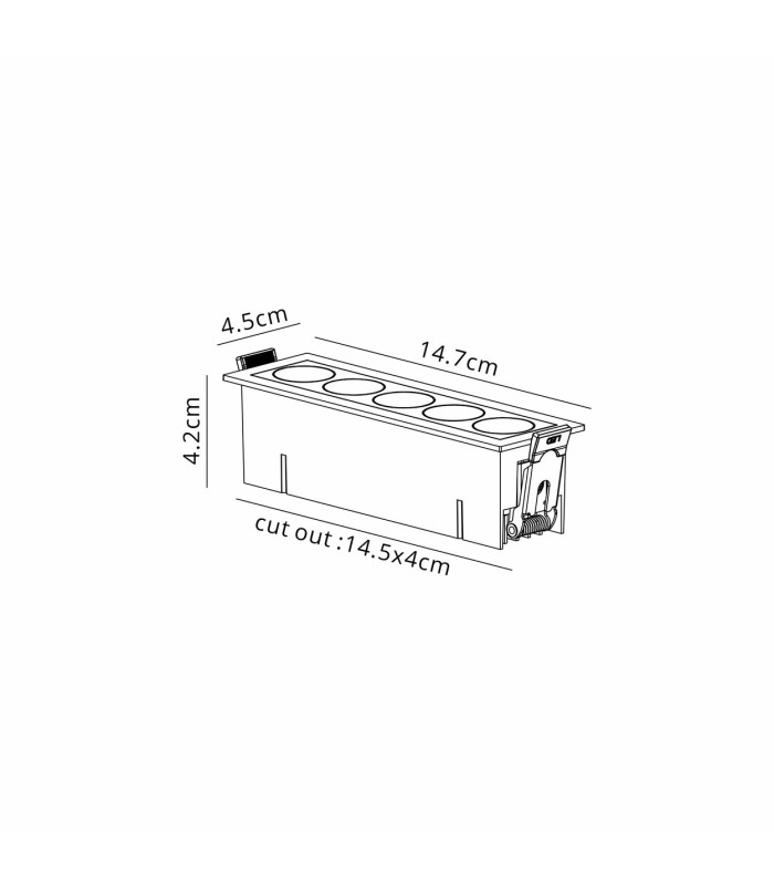 Blau Linear Recessed Spotlight 5 Light 12W LED 3000K 840lm Cut Out: L:145mm x W:40mm White Driver Included-3
