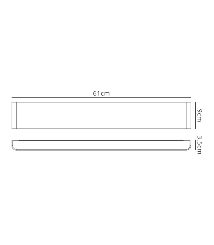 Egeo 61cm Linear Wall Lamp 20W LED 3000K 1600lm Black 3yrs Warranty-3