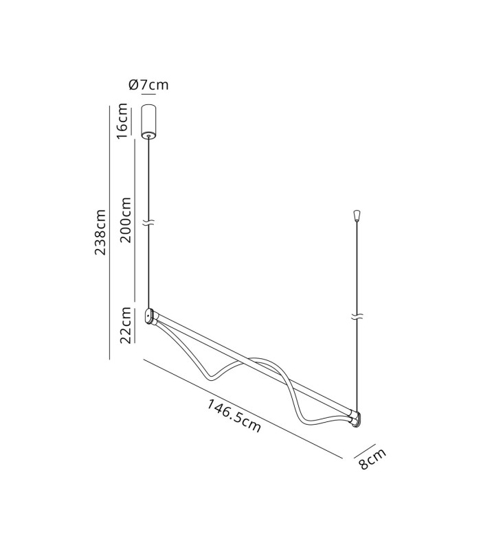 Fugaz Linear Pendant 38W LED 3000K 2600lm Painted Gold 3yrs Warranty-3