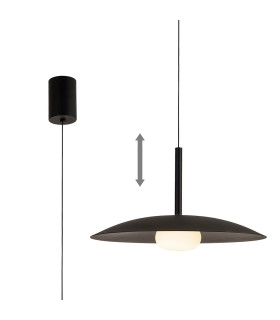 Lidia 40cm Rise And Fall Pendant 12W LED 3000K 1500lm Black 3yrs Warranty-1
