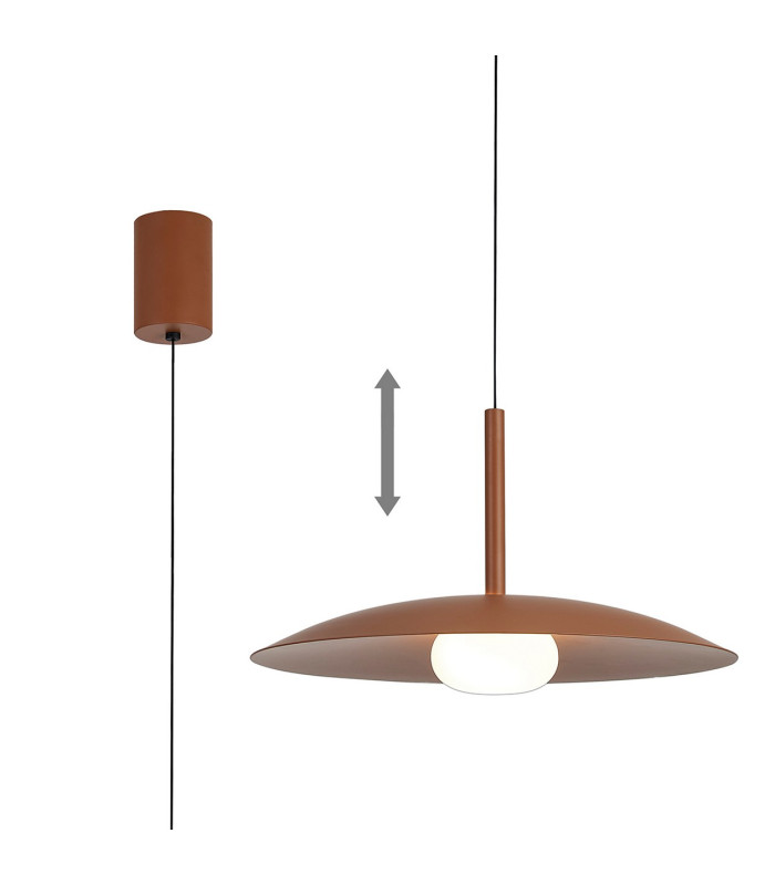 Lidia 40cm Rise And Fall Pendant 12W LED 3000K 1500lm Coffee 3yrs Warranty-1