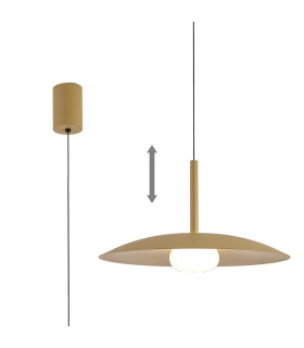 Lidia 40cm Rise And Fall Pendant 12W LED 3000K 1500lm Matt Gold 3yrs Warranty-1