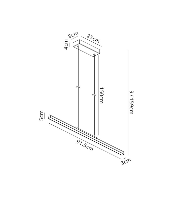 Lineal 90cm Linear Pendant 36W LED 3000K 4550lm Painted Gold 3yrs Warranty-3