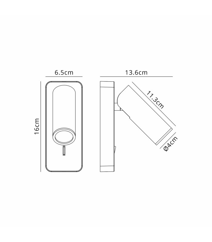 Notte Wall Lamp Switched 1 x 35mm GU10 (GU11) (Not Included) White-3