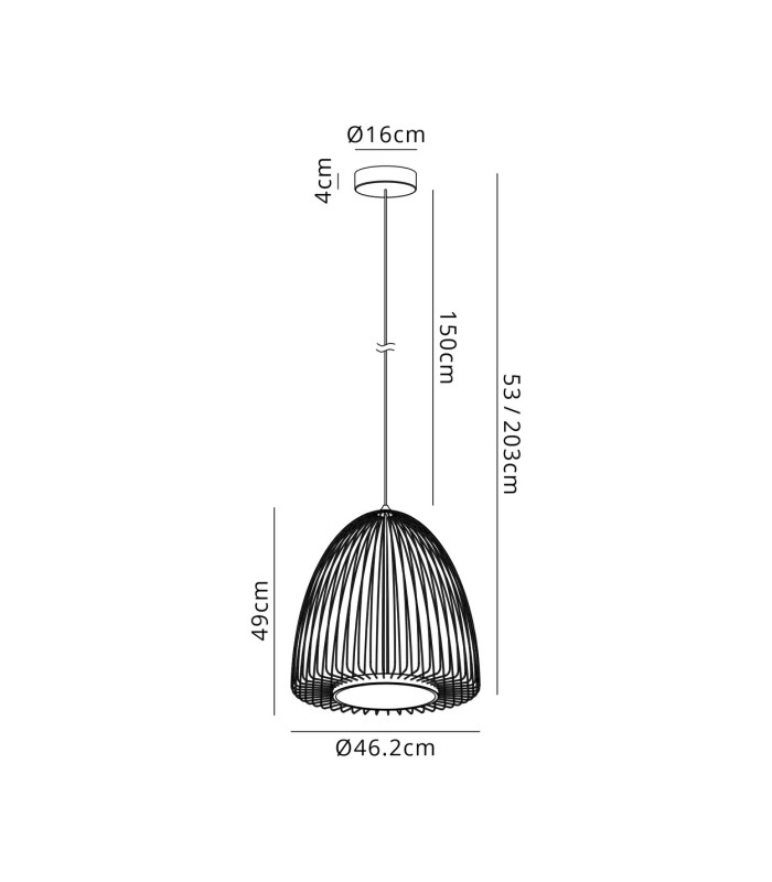 Smart 46cm Pendant 43W LED 3000K 2600lm Sand Black 3yrs Warranty-3