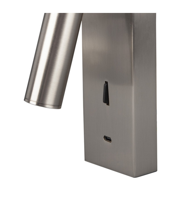 Tarifa III Switched Wall/Reading Light Adjustable With USB-C Socket 3W LED 3000K 210lm Switched Satin Nickel-5