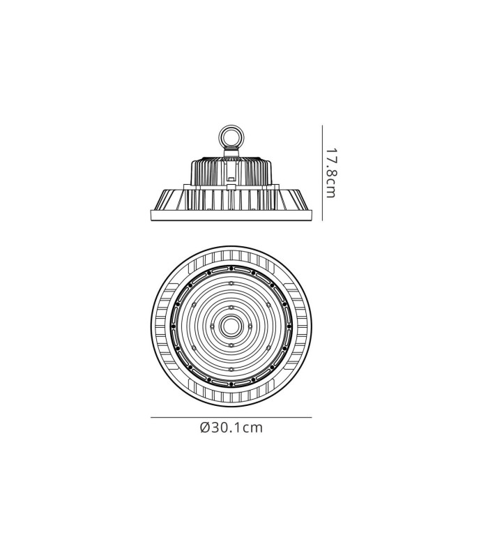 Urano 30.1cm UFO Bay Downlight 200W LED 120º 5000K 30000lm Black IP65 3yrs Warranty-3
