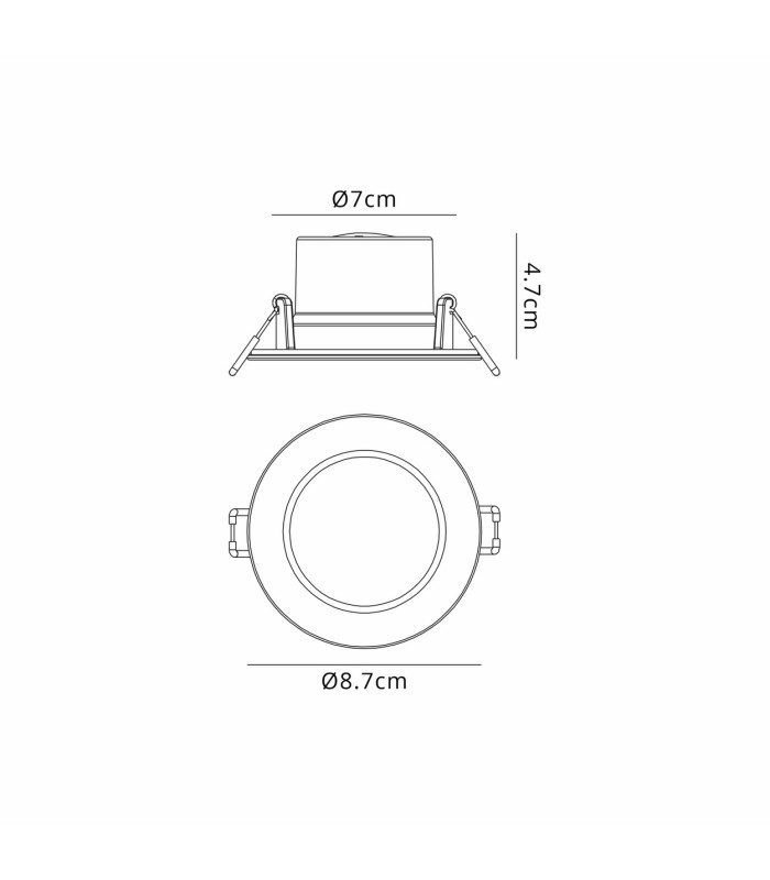 Yucatan Recessed Spotlight 6.5W LED 2700/3000/4000K CCT 630lm White IP65 Cut Out 70mm Driver Included-3